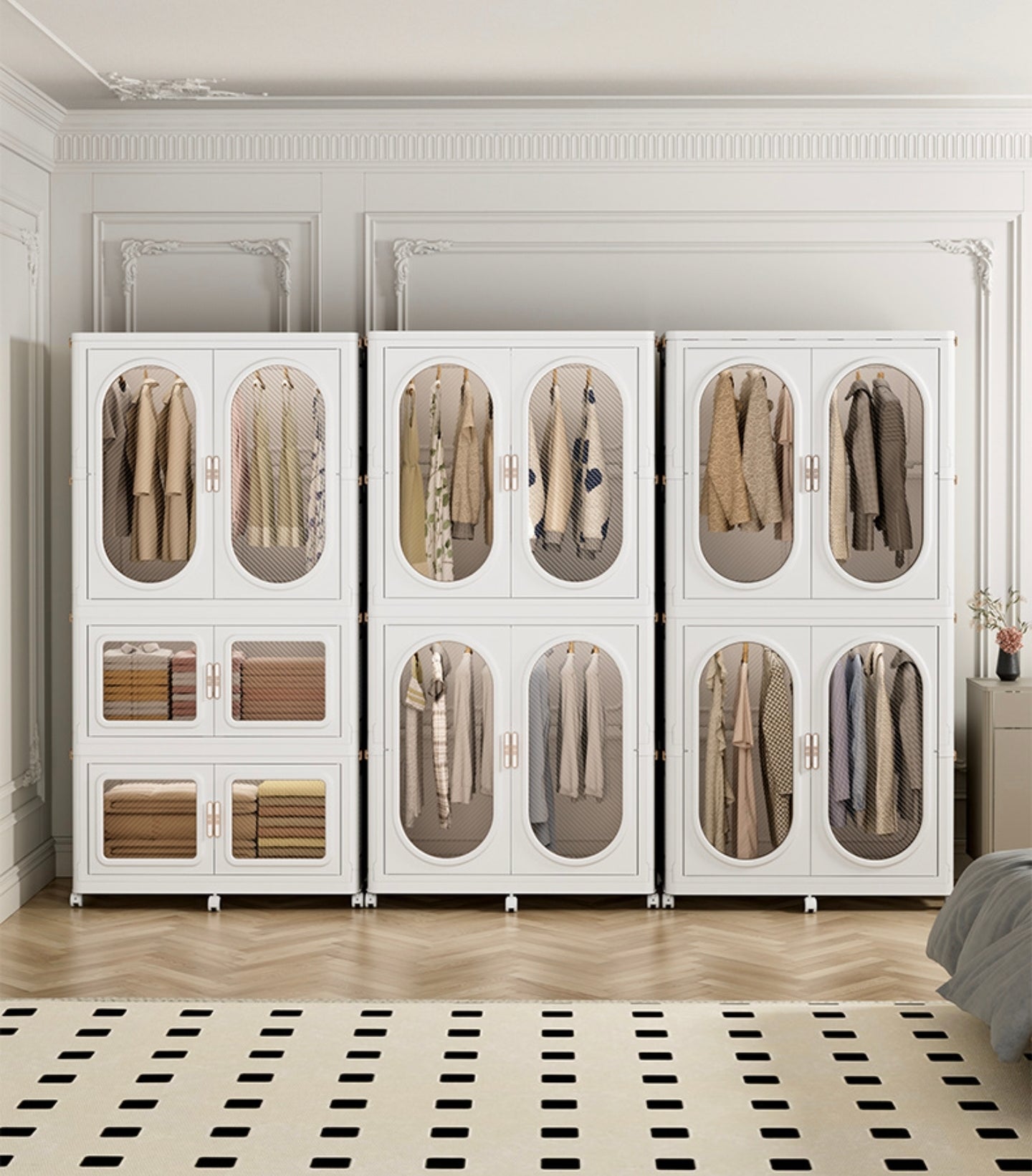 Wardrobe Storage Cabinet Shelf Bins – Household Closet Organizer Rack Stand