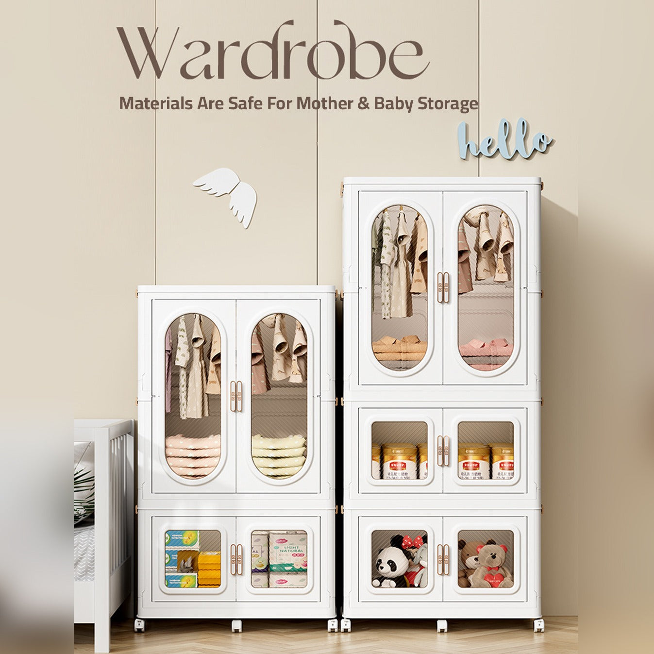 Wardrobe Storage Cabinet Shelf Bins – Household Closet Organizer Rack Stand