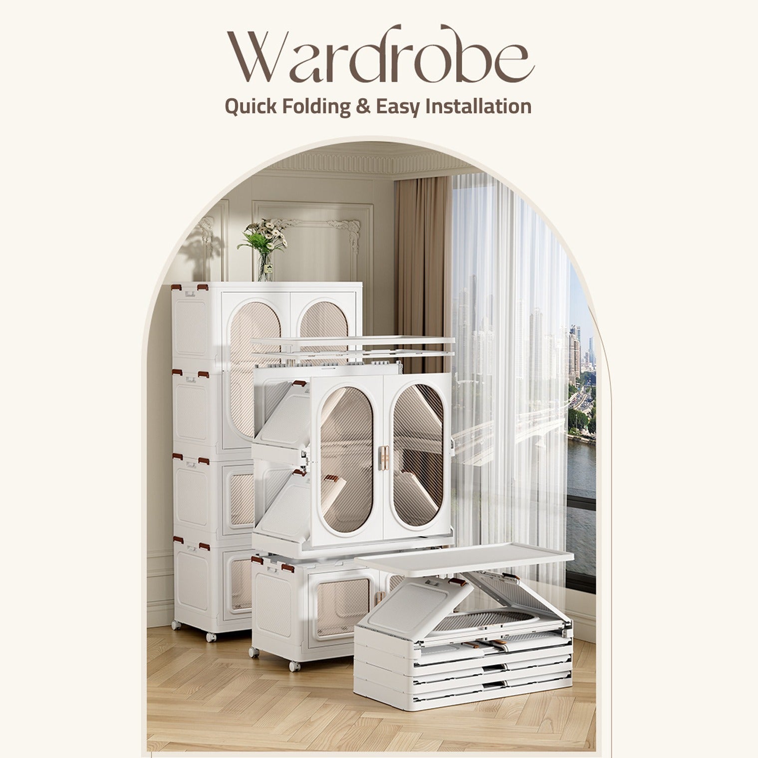 Wardrobe Storage Cabinet Shelf Bins – Household Closet Organizer Rack Stand