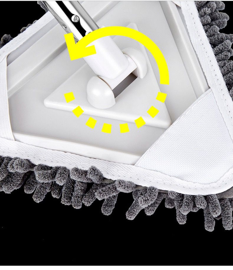 Triangular Deep Cleaning Mop 360° Rotating, Long Extension Pole, 2 Pads Wiper Blade