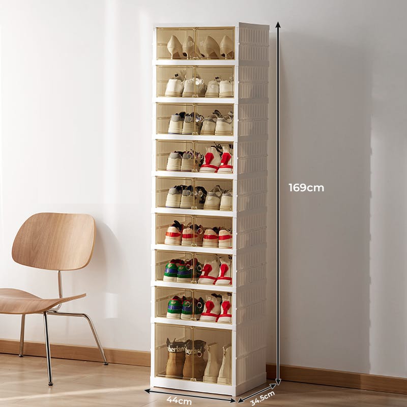 Multi-Layer Foldable Stackable Shoe Storage Cabinet, Closed-Type Shoe Rack