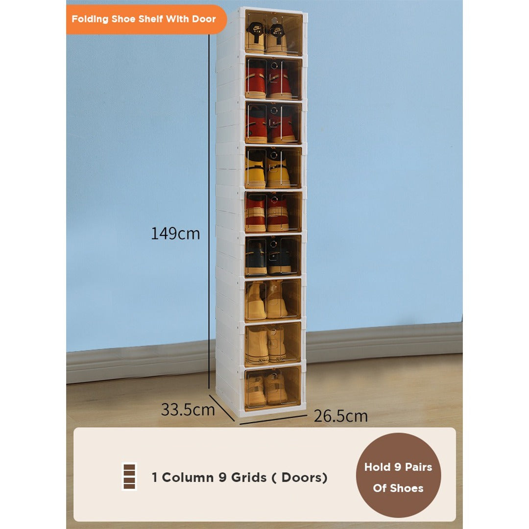Multi-Layer Foldable Stackable Shoe Storage Cabinet, Closed-Type Shoe Rack