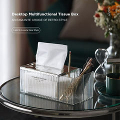 Auto Filling Retro Style Tissue Organizer with Storage Compartment