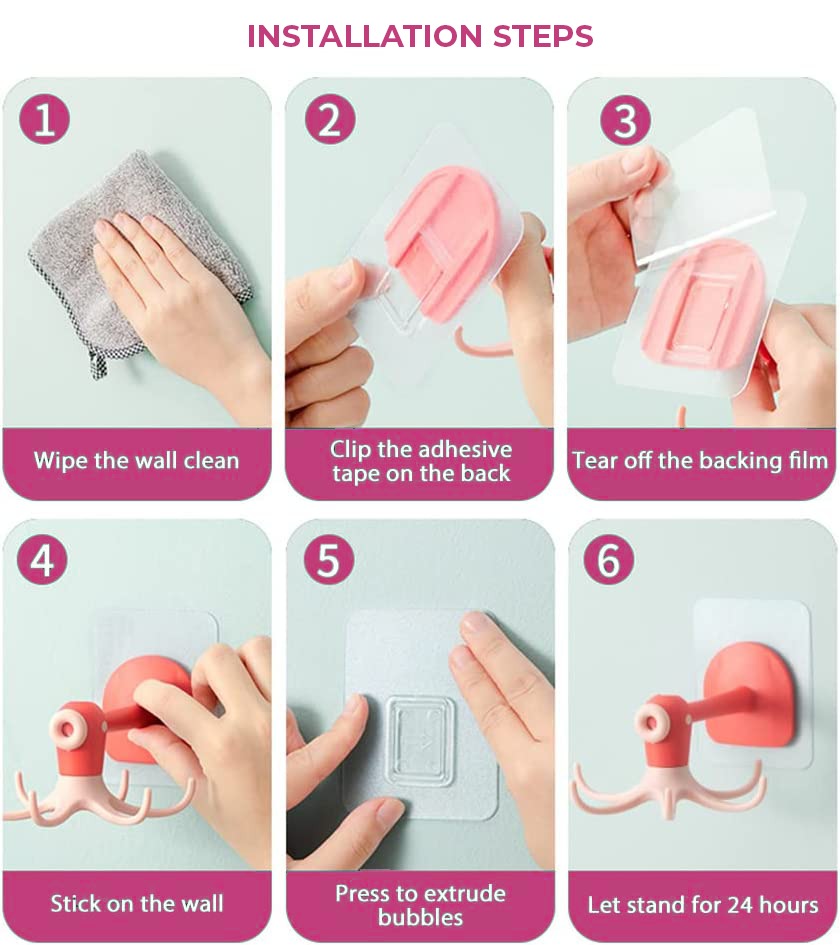 6 Claws 360° Rotatable Punch-Free Wall Mount Octopus Hook