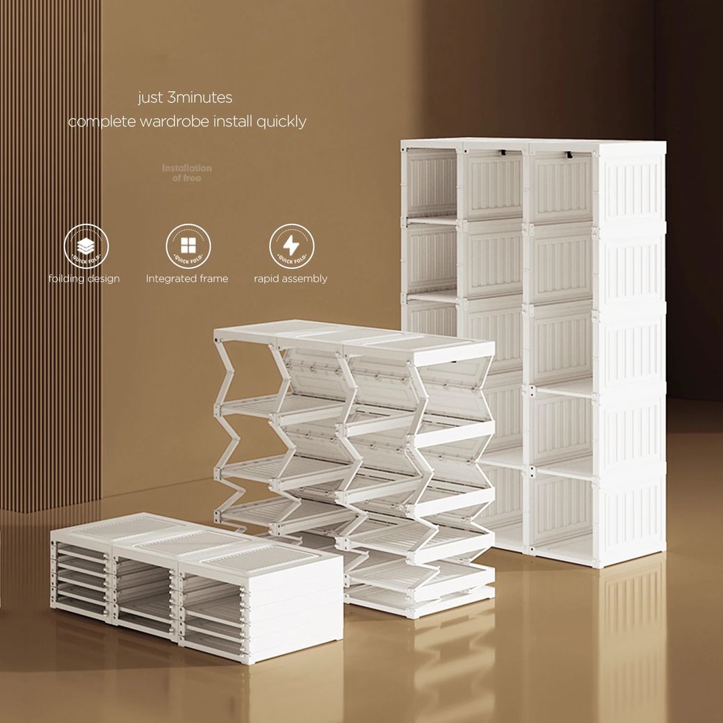 Portable Closet Clothes Wardrobe Storage Organizer with Doors