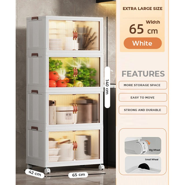 Easy Installation Multi-Layer Stackable Portable Storage Cabinet with Movable Wheels