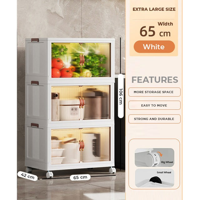 Easy Installation Multi-Layer Stackable Portable Storage Cabinet with Movable Wheels