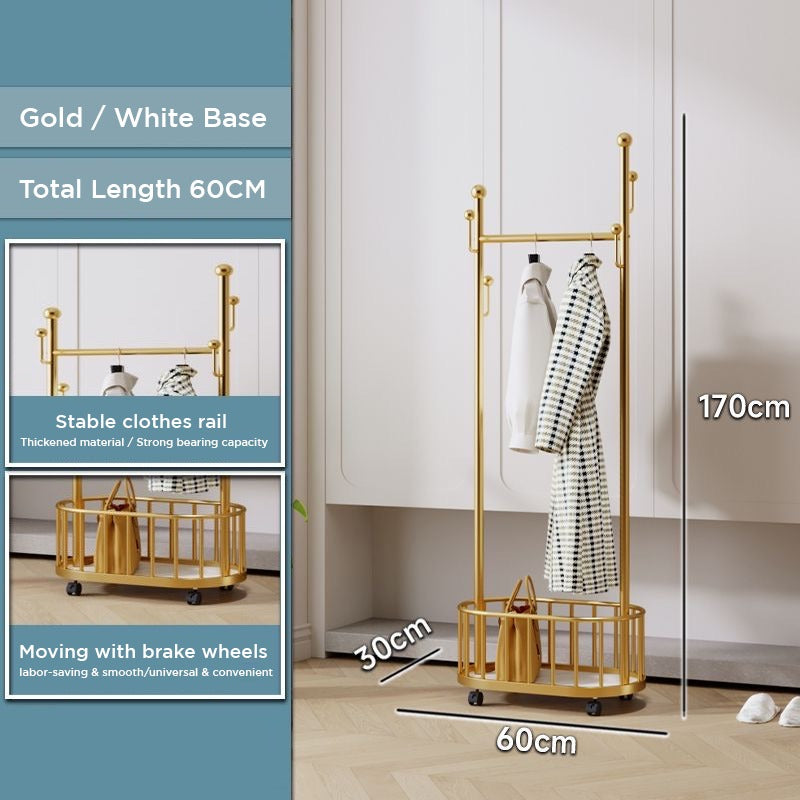 Classic Minimalist Modern Metal Clothing Stand Wardrobe Garment Storage Rack with Wheel