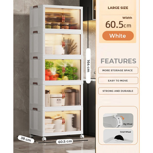 Easy Installation Multi-Layer Stackable Portable Storage Cabinet with Movable Wheels
