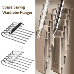 Space Saving Wardrobe Hanger, 6 Bars Multi-functional Cloth Pant Shawl Hanger