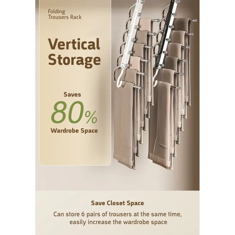 Space Saving Wardrobe Hanger, 6 Bars Multi-functional Cloth Pant Shawl Hanger