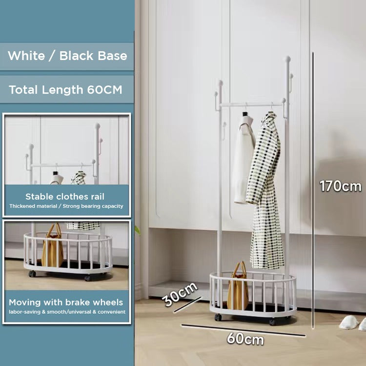 Classic Minimalist Modern Metal Clothing Stand Wardrobe Garment Storage Rack with Wheel