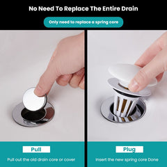 Bathroom Sink Stopper Drain Filter with Hair Catcher, Basin Ceramic Bounce Drain Push Type Sink Plug