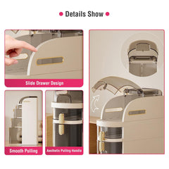 Narrow Slim Gap Tower Bathroom Floor Cabinet Organizer, Side Rolling Storage with Clear Drawers for Small Space