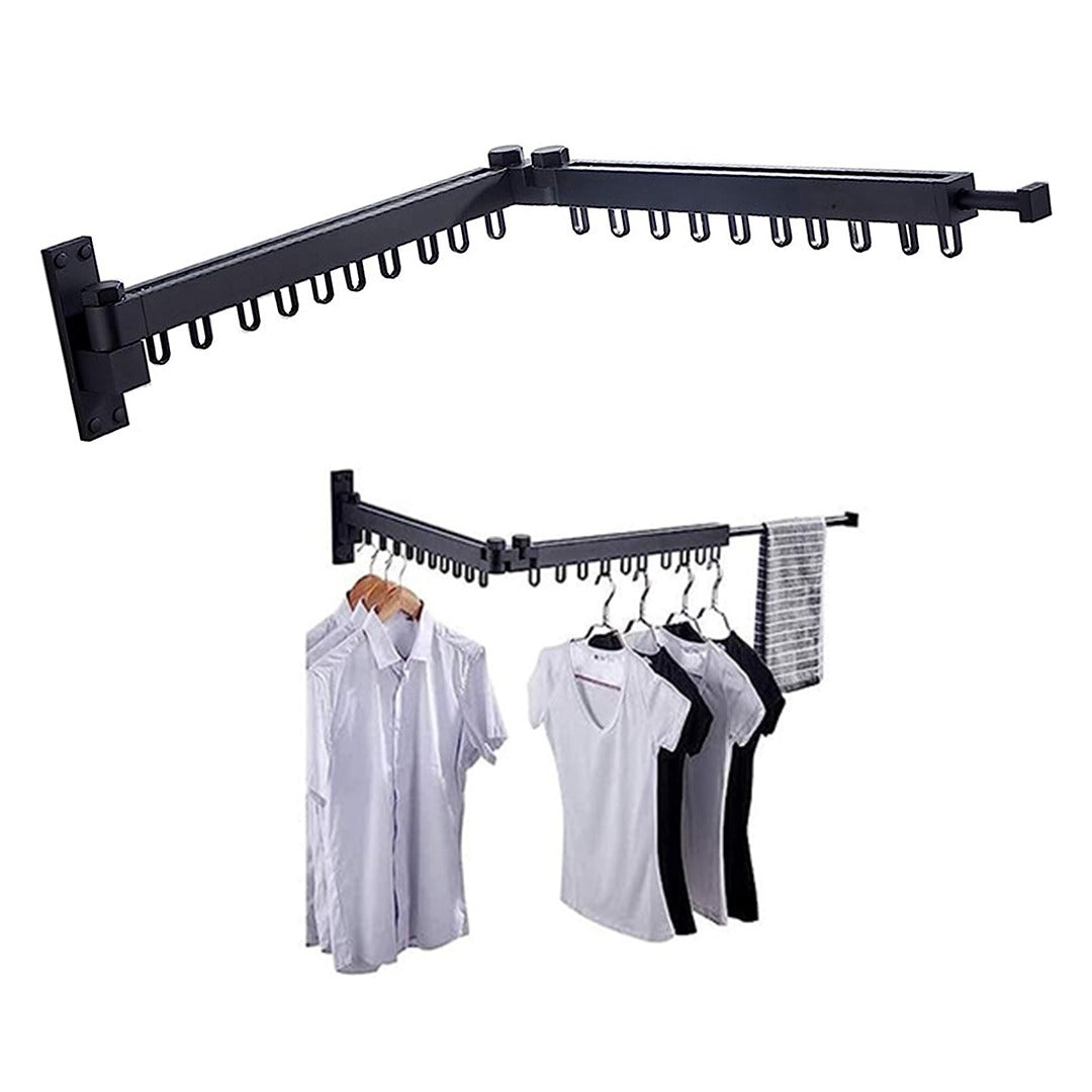 Extendable Wall Mount Clothes Drying Rack, Retractable Collapsible Drying Hanger