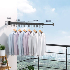 Extendable Wall Mount Clothes Drying Rack, Retractable Collapsible Drying Hanger
