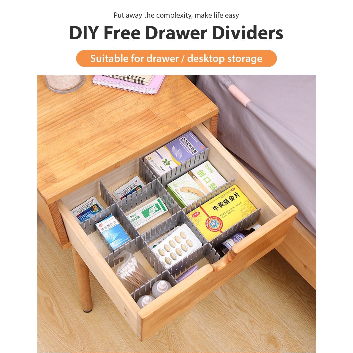 4Pcs Adjustable Drawer Dividers - Storage Organizer for Clothes, and Accessories