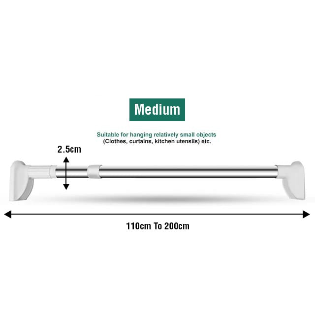 Adjustable Drill-Free Rod - Multi-Purpose Telescopic Curtain and Clothes Hanger Rod