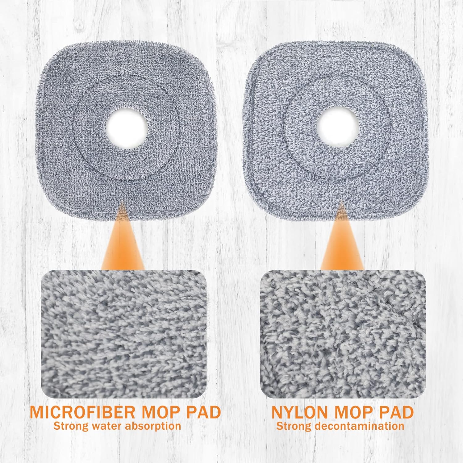 Spin Mop and Bucket - 360° Rotation, Flat Mop with 6 Pads
