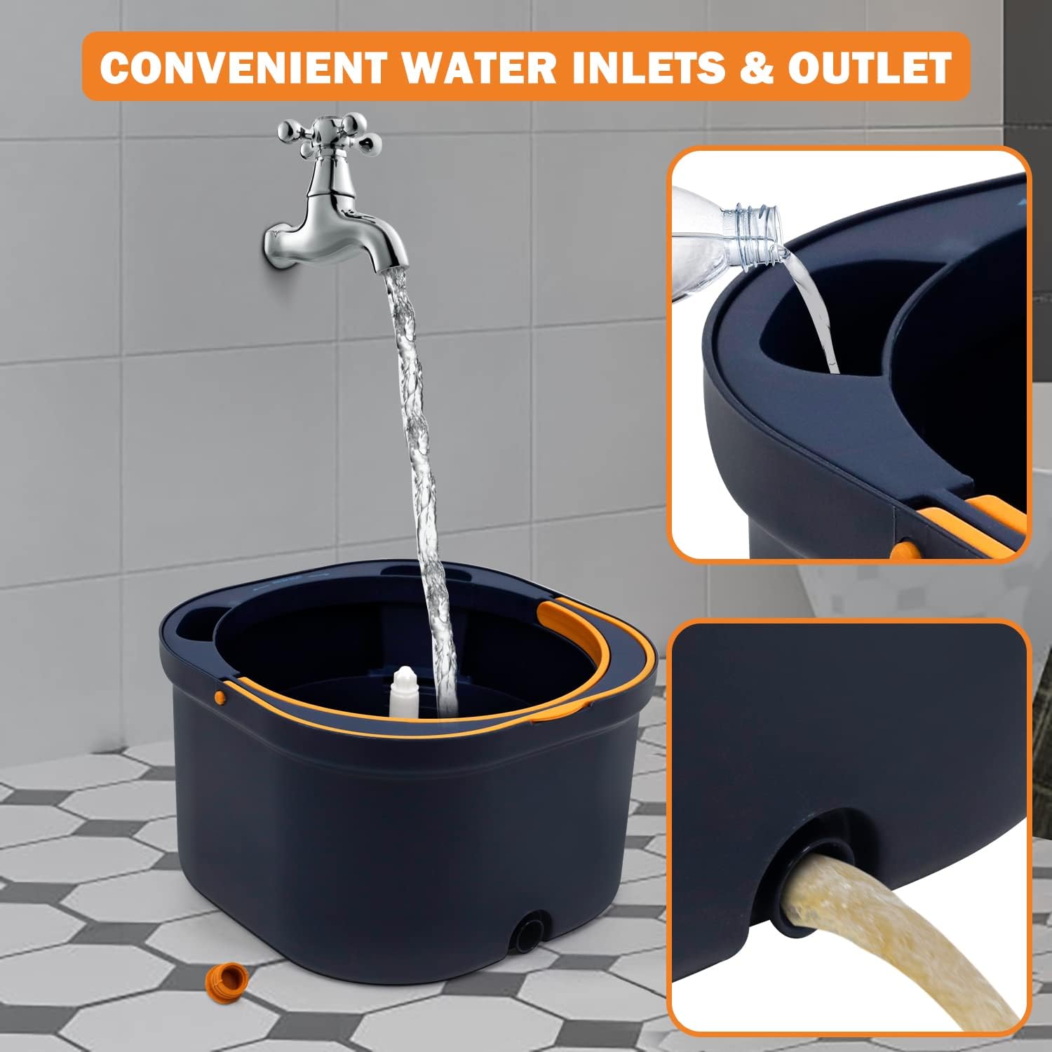 Spin Mop and Bucket - 360° Rotation, Flat Mop with 6 Pads