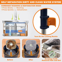 Spin Mop and Bucket - 360° Rotation, Flat Mop with 6 Pads