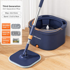 Spin Mop and Bucket - 360° Rotation, Flat Mop with 6 Pads