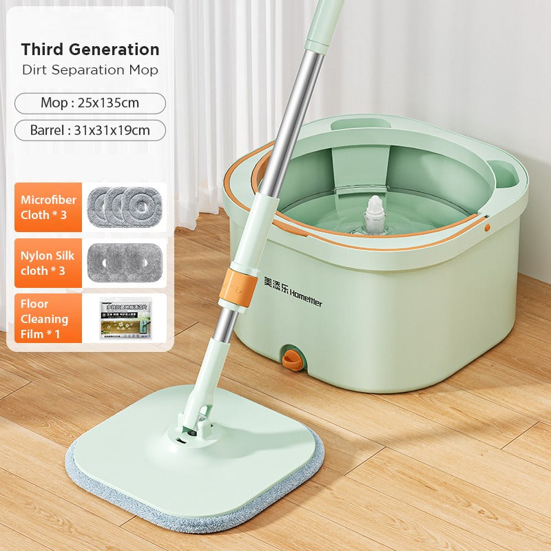 Spin Mop and Bucket - 360° Rotation, Flat Mop with 6 Pads