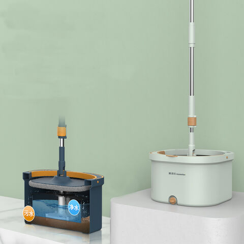 Spin Mop and Bucket - 360° Rotation, Flat Mop with 6 Pads