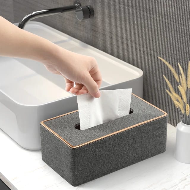 Rectangular Tissue Box Holder - Decorative Tissue Paper Dispenser for Home, Bedroom