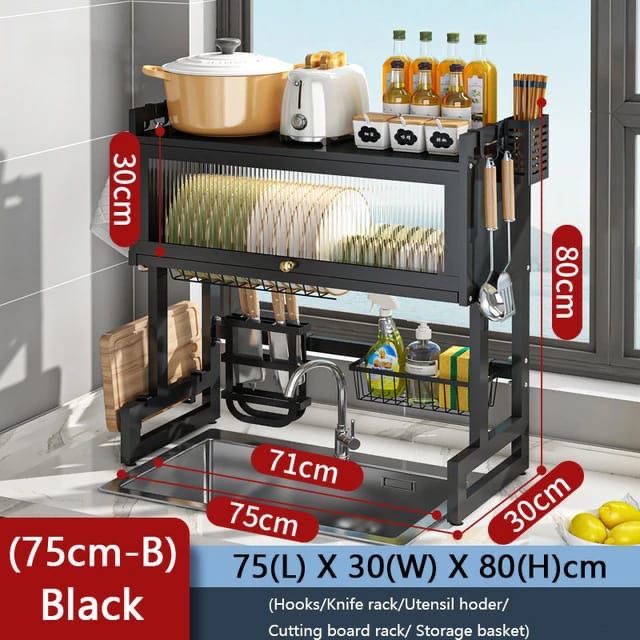 Rust-Resistant Sink Dish Drying Rack - Kitchen Over Sink Storage Organizer Shelf