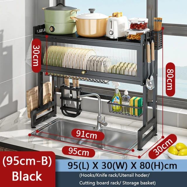 Rust-Resistant Sink Dish Drying Rack - Kitchen Over Sink Storage Organizer Shelf