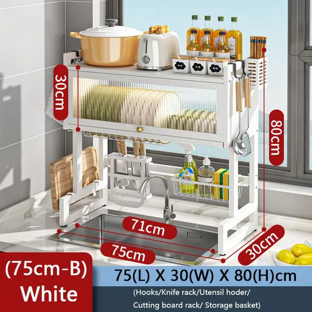 Rust-Resistant Sink Dish Drying Rack - Kitchen Over Sink Storage Organizer Shelf
