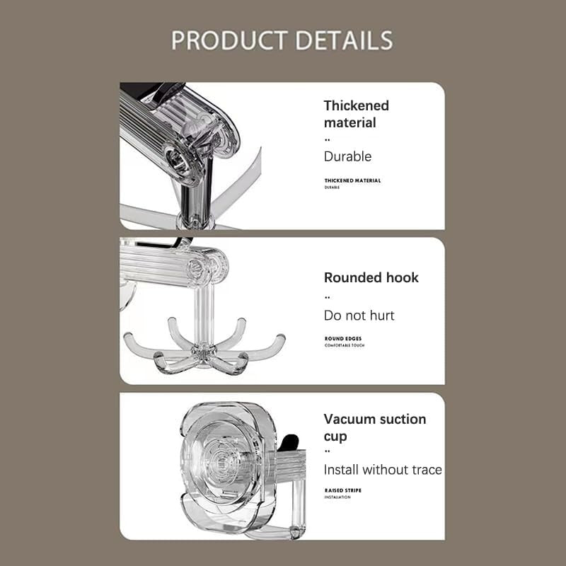 360° Rotatable Suction Cup Hook - Shower Organizer Hook for Bathroom, Kitchen