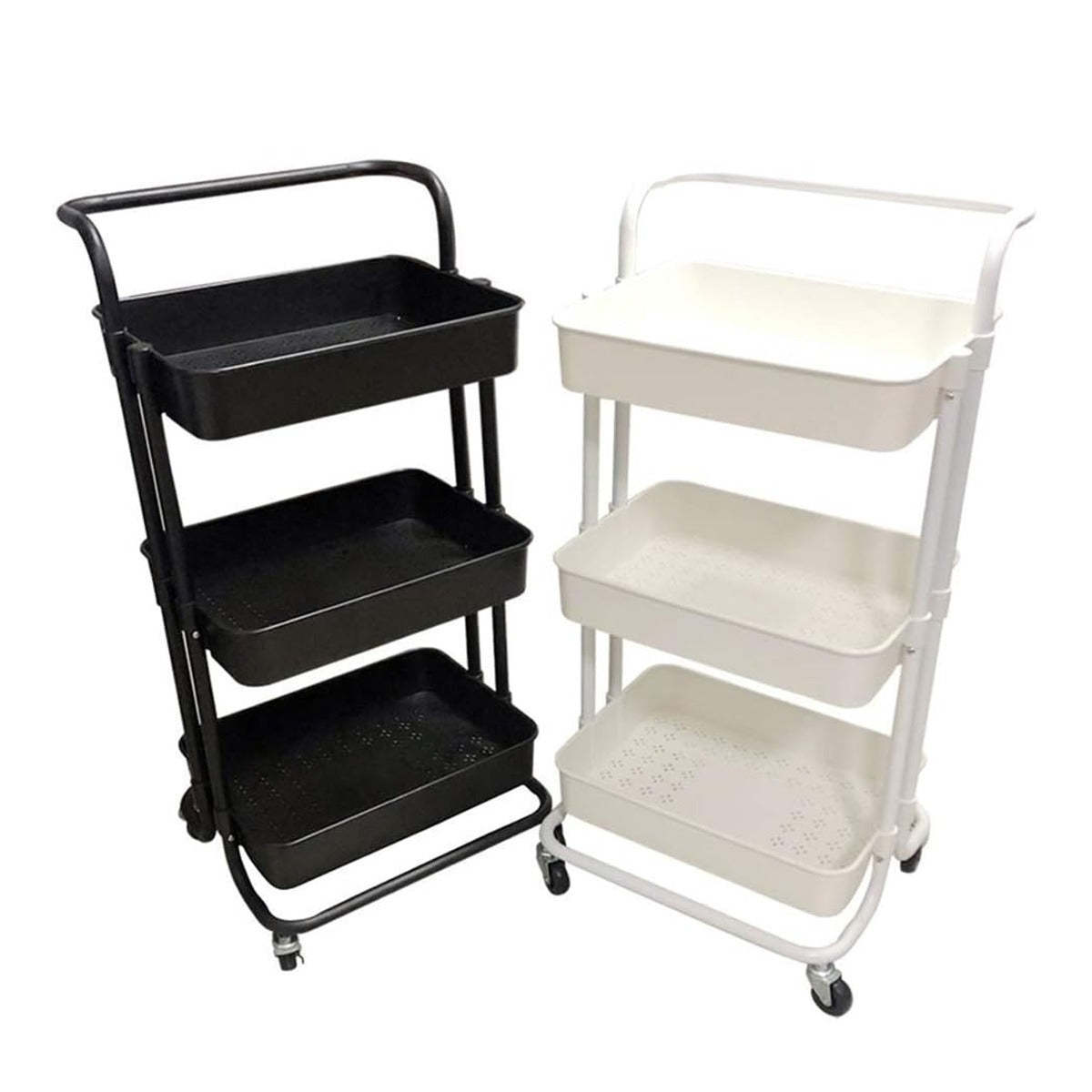 3-Tier Trolley Cart Organizer - Stackable Basket Rack for Kitchen and Pantry Storage