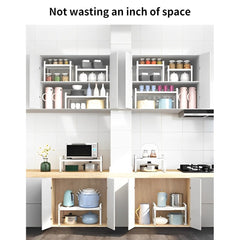 Expandable Kitchen Storage Rack, Cabinet Insert For Kitchen Cupboard, Countertop Storage Organizer