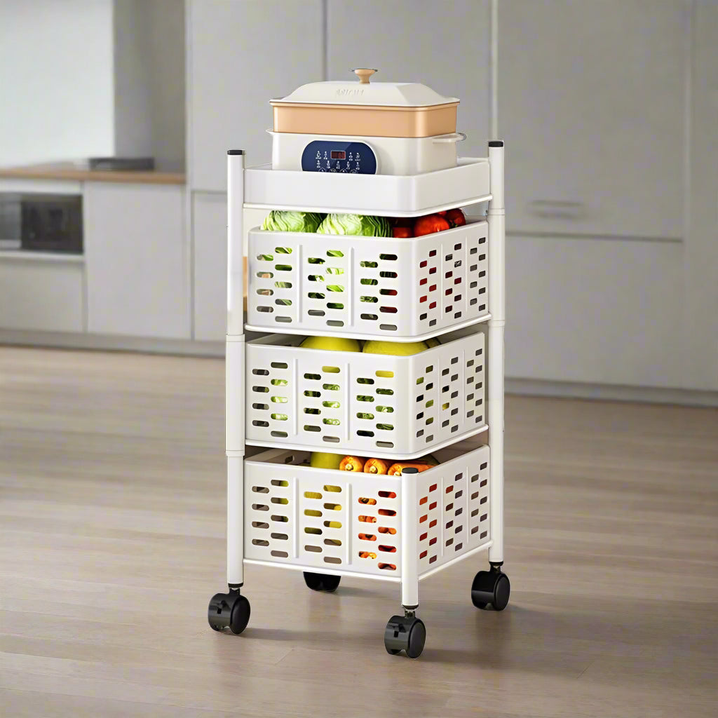 3 Tier Rotating Storage Kitchen Rack Shelf, Fruit Vegetable Organizer Utility Cart