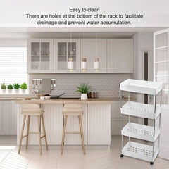 4-Tier Kitchen Shelf Trolley Rack, Multi-functional Storage Organizer Cart