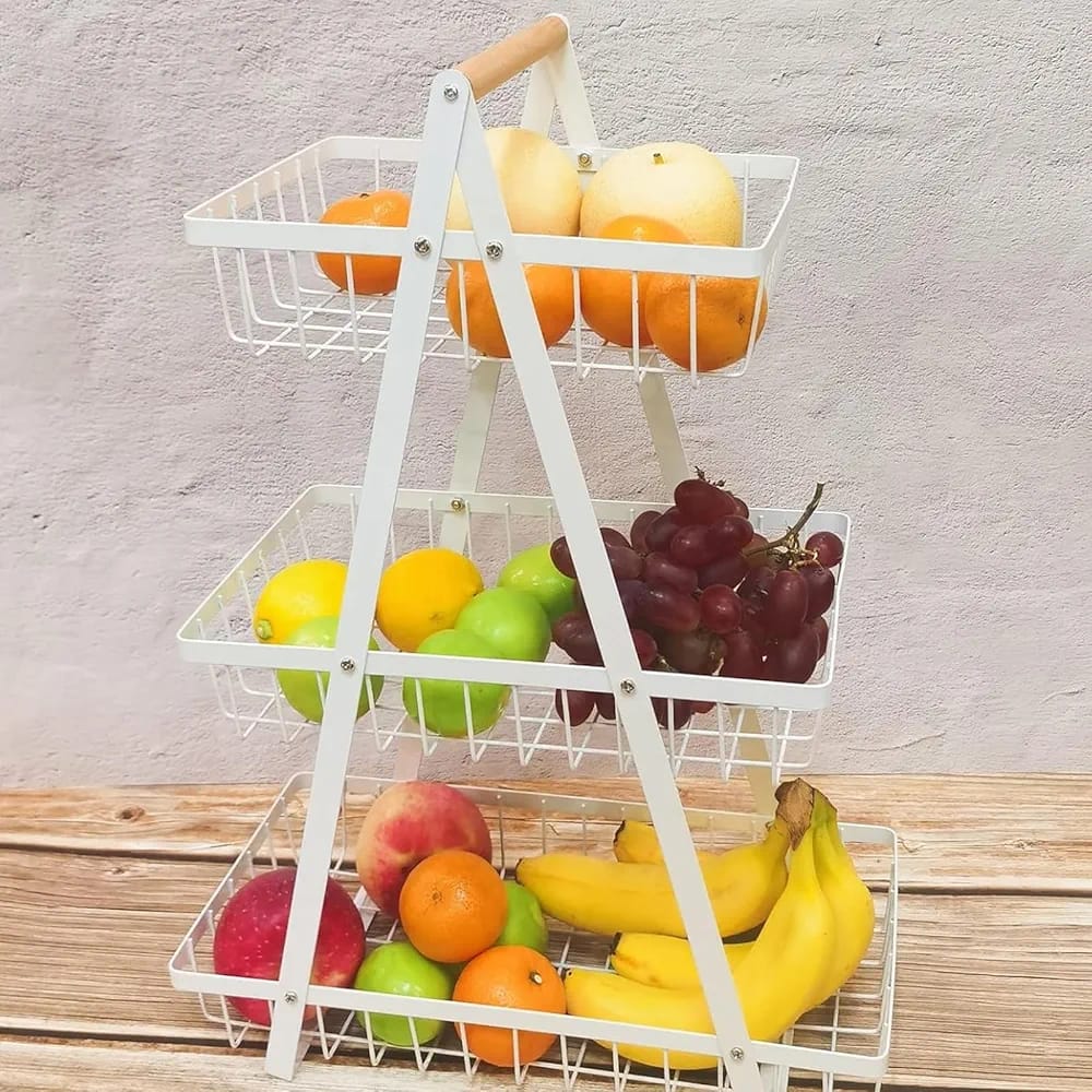 Multi-tier Countertop Fruit Vegetable Storage Basket Rack Shelf, Fruit Display Stand