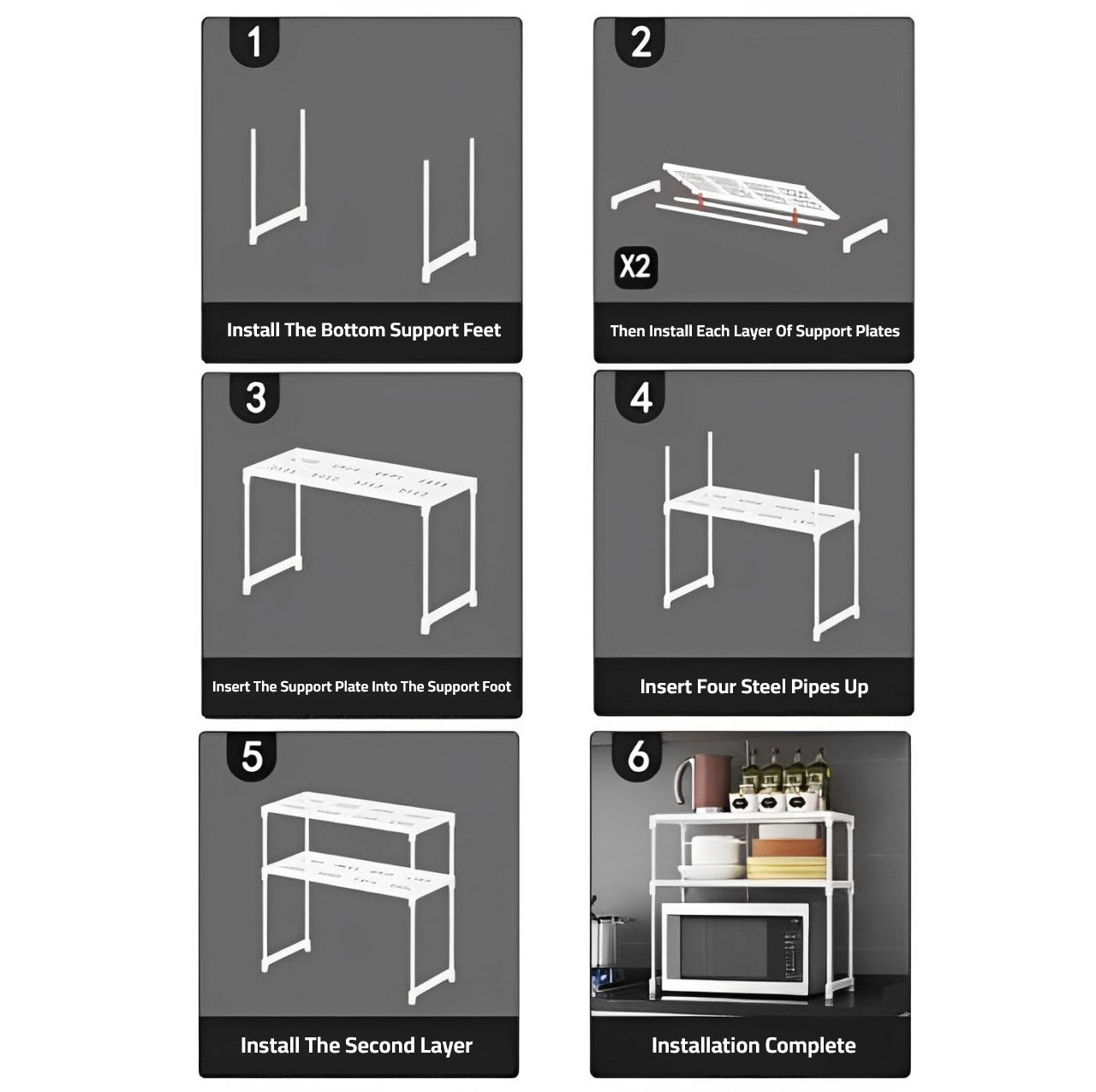 Double Layer Storage Rack, Kitchen Countertop Shelf Stand, Microwave Oven Stand