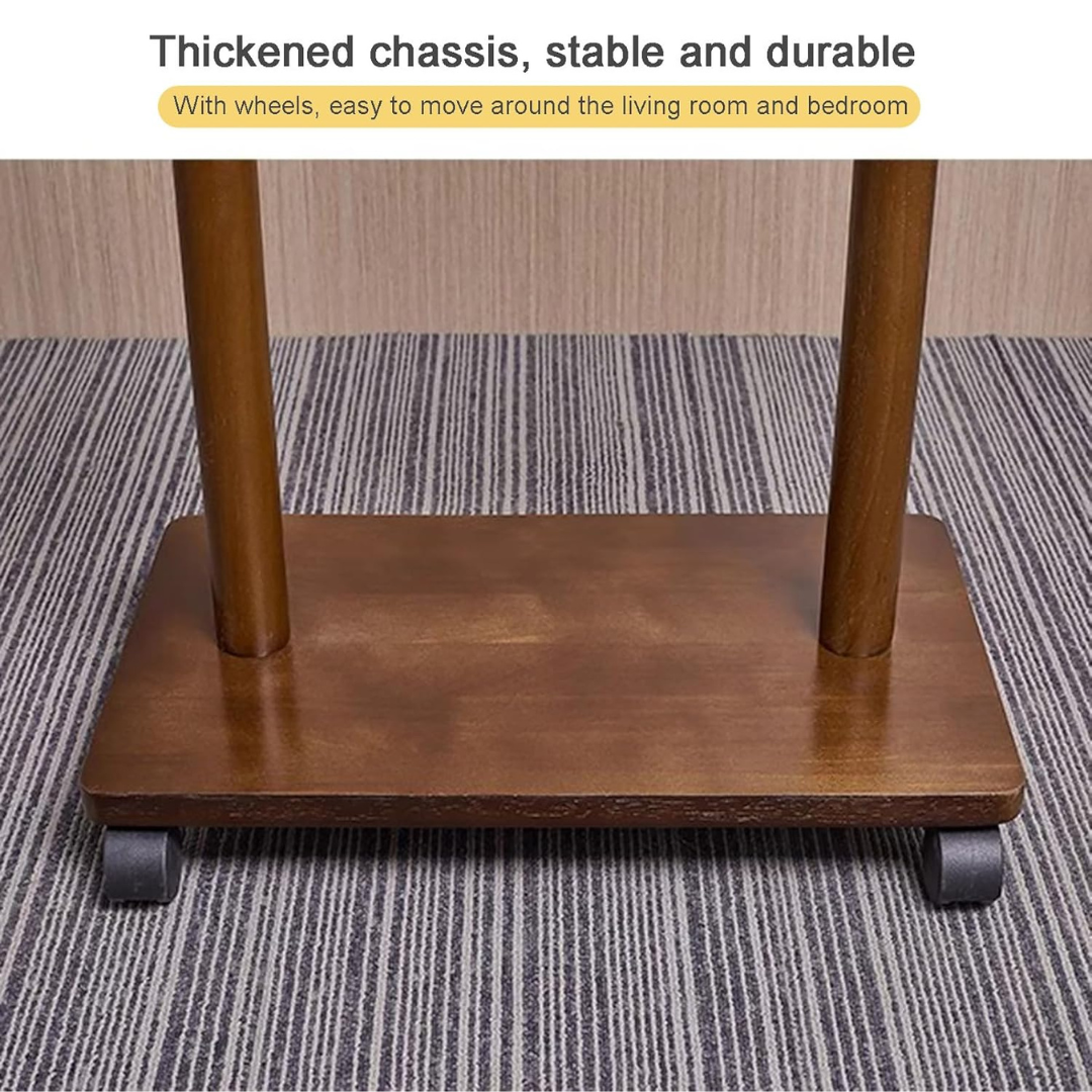 Wooden Coat Rack Hanger with Wheels – Mobile Hall Tree Clothing Organizer Stand