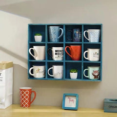 Wooden Wall Hanging Display Rack, Home Decor Organizer Shelf, Coffee Tea Mug Storage Stand