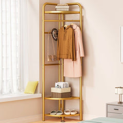 Garment Clothing Rack with Bottom Storage- Multi-purpose Cloth Hanger for Hand-bags, Hats, Scarf and Storage for Shoes