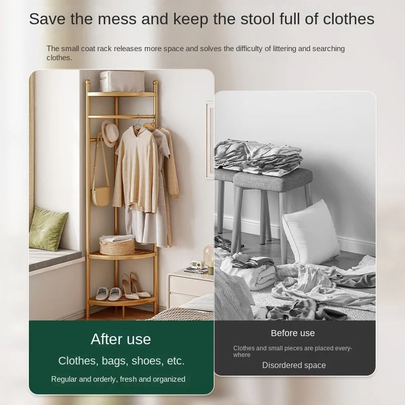 Garment Clothing Rack with Bottom Storage- Multi-purpose Cloth Hanger for Hand-bags, Hats, Scarf and Storage for Shoes
