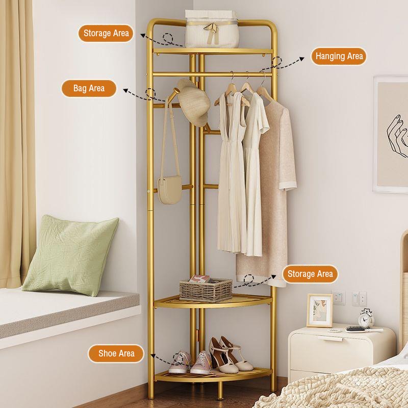 Garment Clothing Rack with Bottom Storage- Multi-purpose Cloth Hanger for Hand-bags, Hats, Scarf and Storage for Shoes