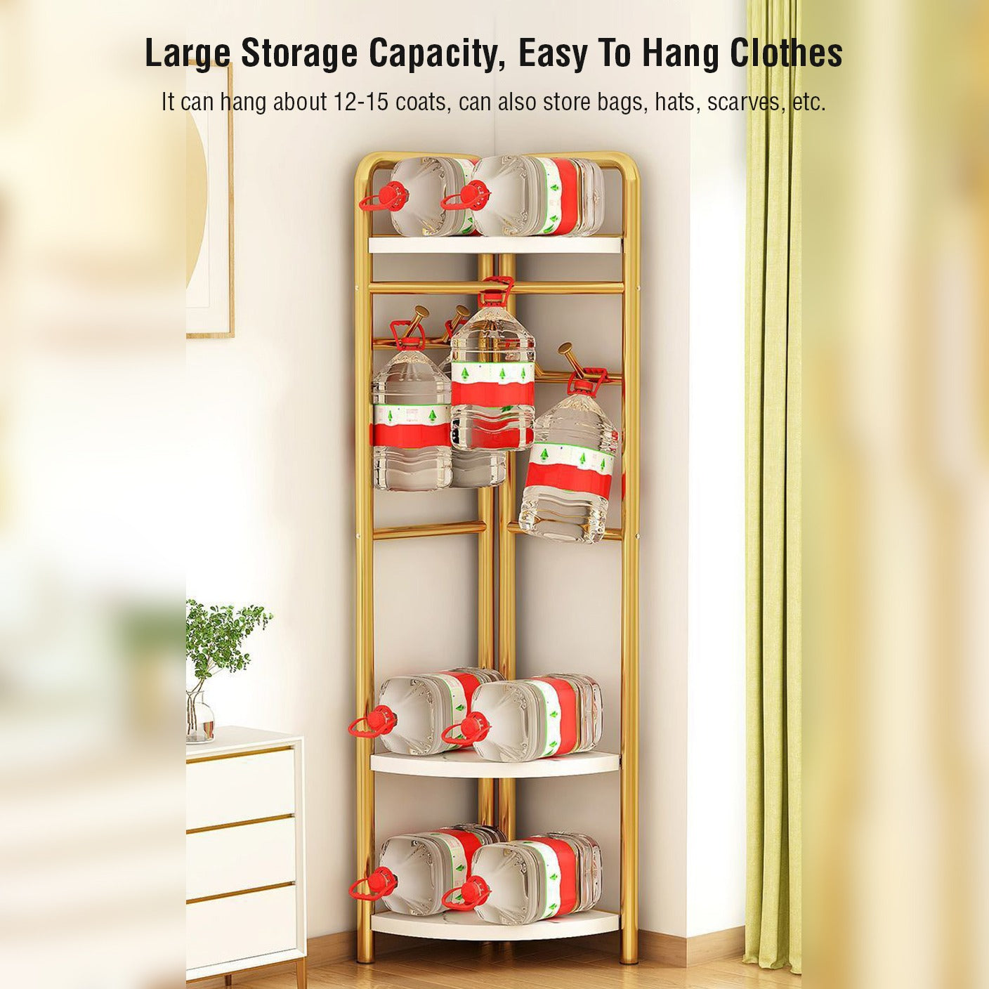Garment Clothing Rack with Bottom Storage- Multi-purpose Cloth Hanger for Hand-bags, Hats, Scarf and Storage for Shoes