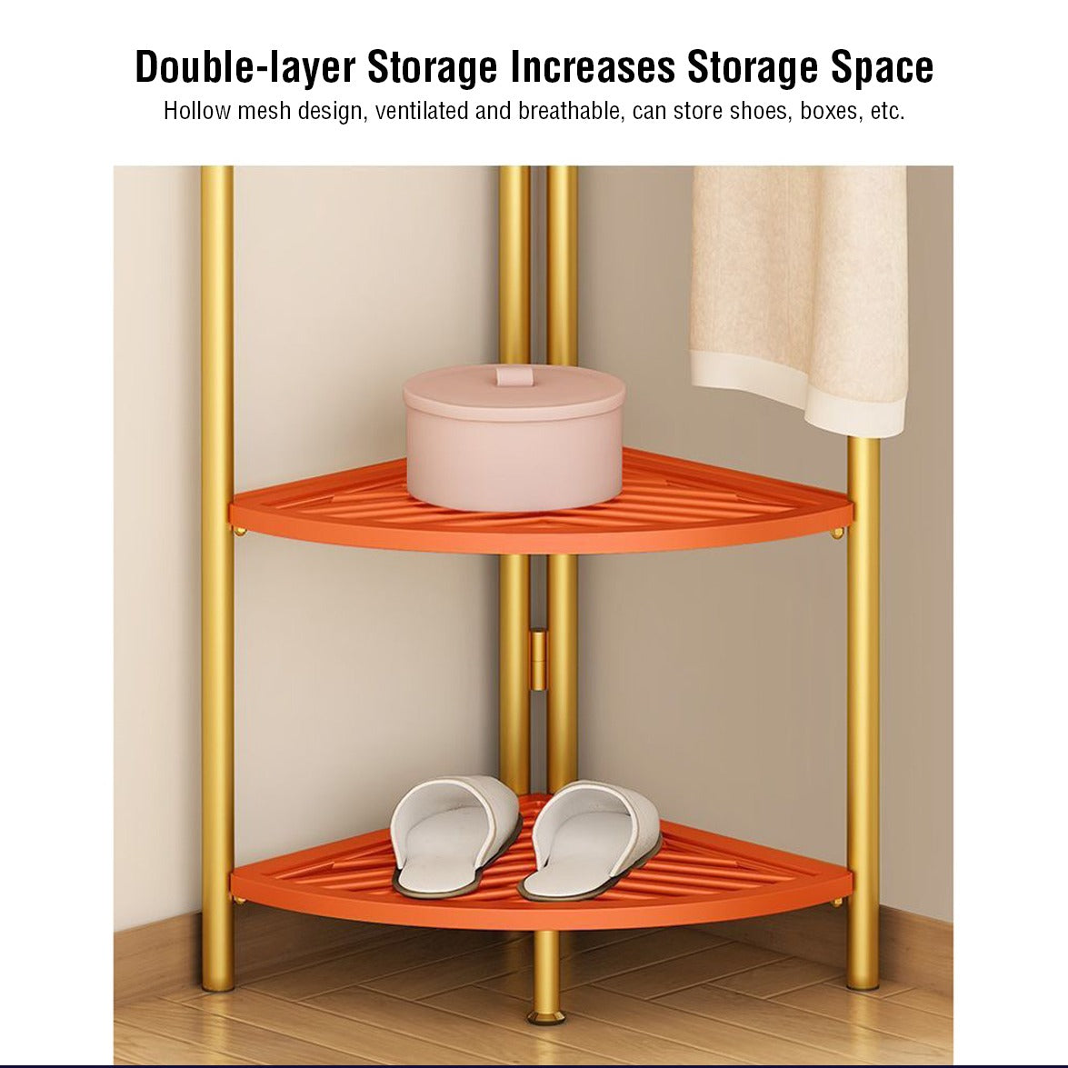 Garment Clothing Rack with Bottom Storage- Multi-purpose Cloth Hanger for Hand-bags, Hats, Scarf and Storage for Shoes