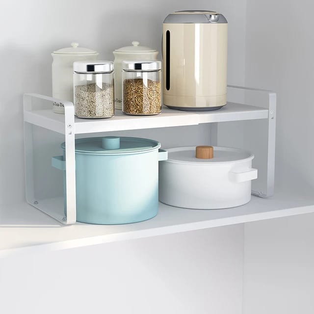 Expandable Kitchen Storage Rack, Cabinet Insert For Kitchen Cupboard, Countertop Storage Organizer