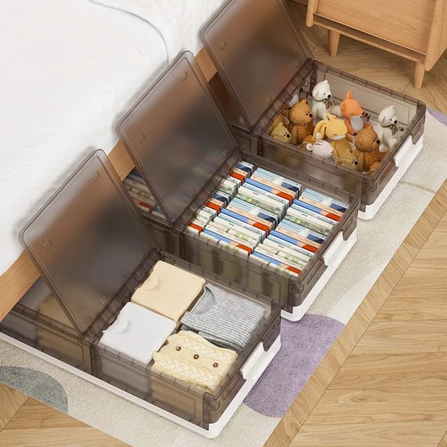 Foldable Under Bed Rolling Storage Organizer Container, Multi-purpose Storage Bin For Bedroom