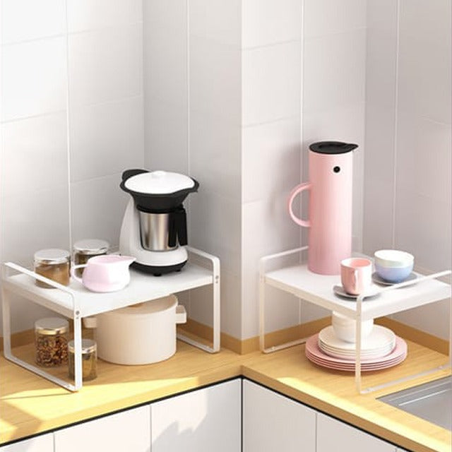 Expandable Kitchen Storage Rack, Cabinet Insert For Kitchen Cupboard, Countertop Storage Organizer
