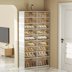 Multi-Layer Foldable Stackable Shoe Storage Cabinet, Closed-Type Shoe Rack